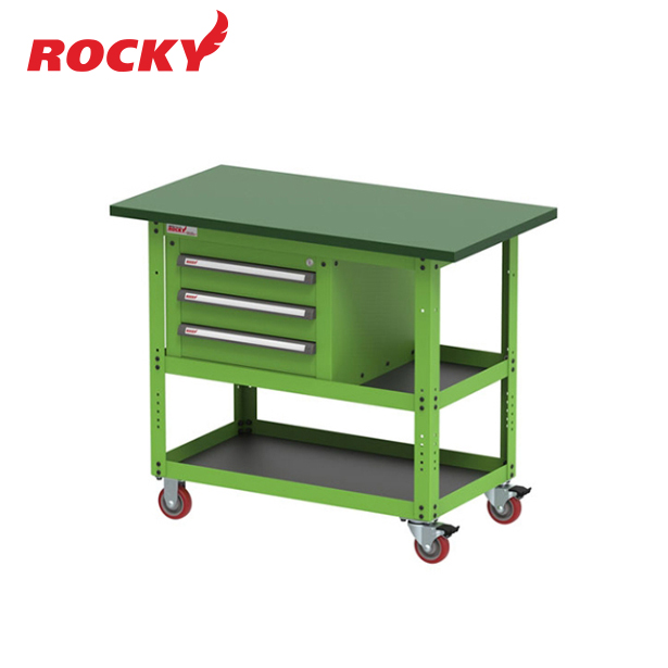 โต๊ะช่างติดล้อ + 3 ลิ้นชัก  ROCKY Work Table รุ่น RWT-RM3D หน้าท๊อป Merawood