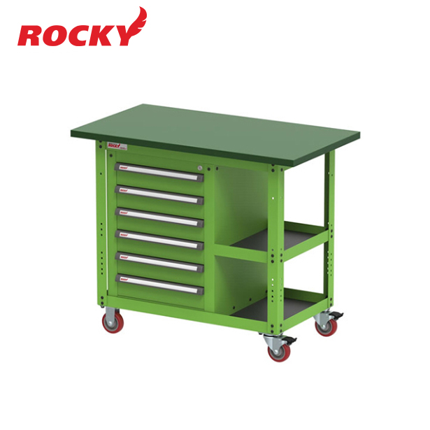 โต๊ะช่างติดล้อ + 6 ลิ้นชัก ROCKY Work Table รุ่น RWT-RM6D หน้าท๊อป Merawood